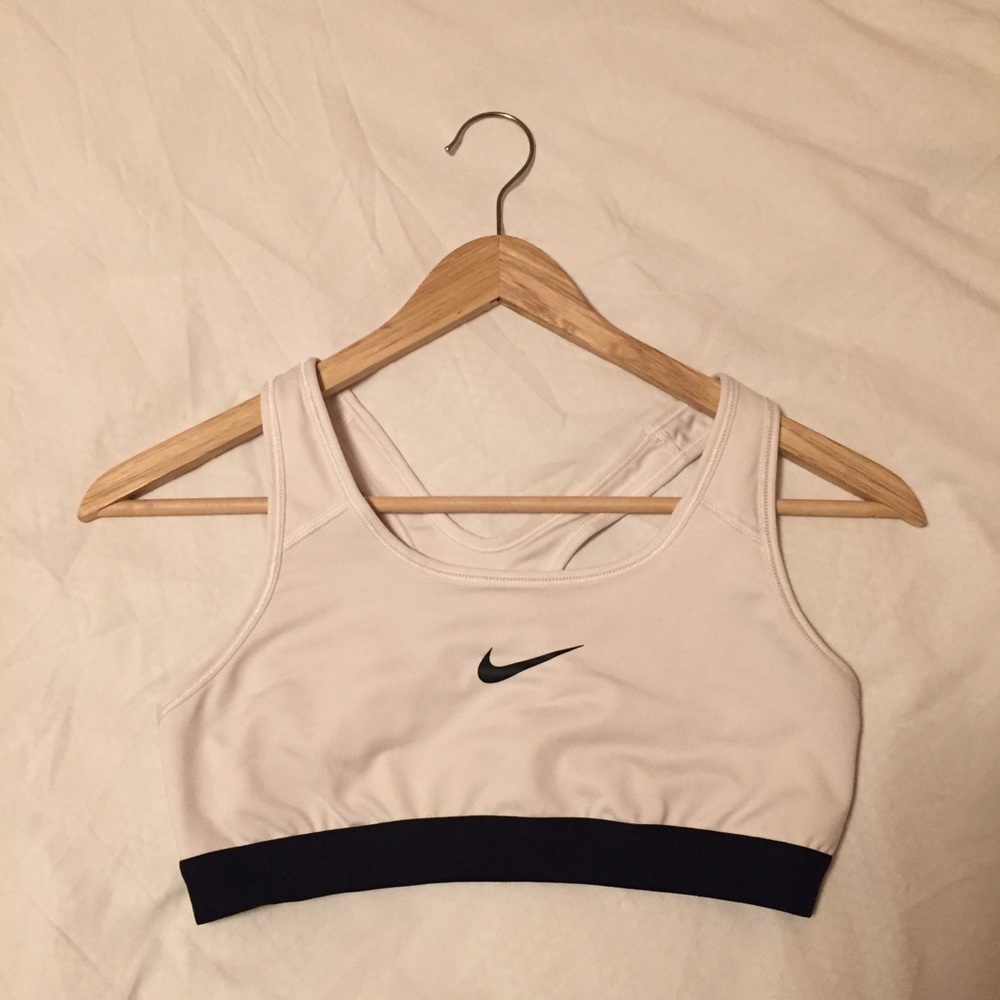 White Nike sports bra